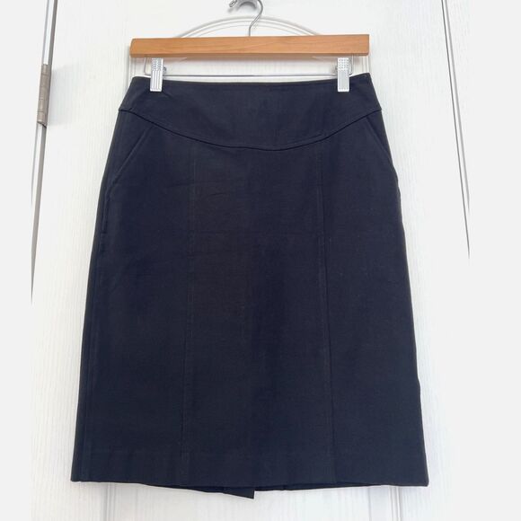 Banana Republic Black Straight Pencil Skirt Pockets Stretch Women's Size 2 - Picture 1 of 11